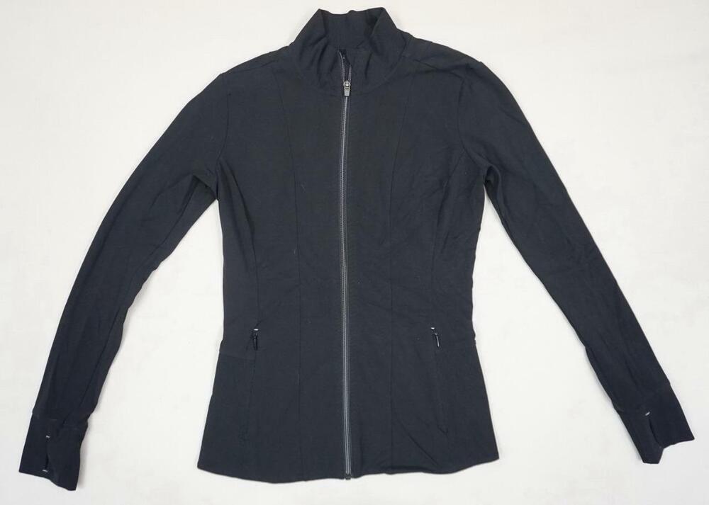 ATHLETA USED WOMEN S BLACK POLYESTER ATHLETIC/TRACK STRETCH JACKET